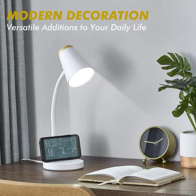 Alt view image 4 of 7 - Desk Lamp for College Dorm Room - Small LED Desk Lamp Touch Dimmable Reading Light for Home Office - Adjustable Flexible Gooseneck Table Lamp for Bedside Bedroom Nightstand White