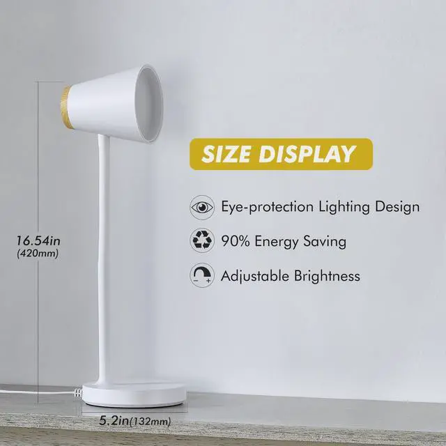 Alt view image 3 of 7 - Desk Lamp for College Dorm Room - Small LED Desk Lamp Touch Dimmable Reading Light for Home Office - Adjustable Flexible Gooseneck Table Lamp for Bedside Bedroom Nightstand White
