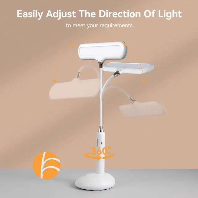 Alt view image 6 of 7 - LED Desk Lamp 6778B - Touch Control, Adjustable 2700-7000K Color Temperature, 700 Lumens, 360° Flexible Gooseneck, USB-C Charging, 2.5hrs Cordless, Eye-Caring Light (White)