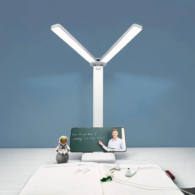 Alt view image 6 of 6 - LuxLumin White Desk Lamp for Home Office,Portable Small Desk Lamp with 3 Lighting Modes, Battery Operated Rechargeable Desk Light for Kids, Reading,Studying,Dormitory, White