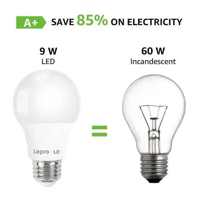 Alt view image 3 of 7 - LED Light Bulbs 60 Watt Equivalent, 9W 800 Lumens Non-Dimmable, Daylight White 5000K, A19 E26 Standard Medium Base, 10000 Hour Lifetime 3 Count (Pack of 1)