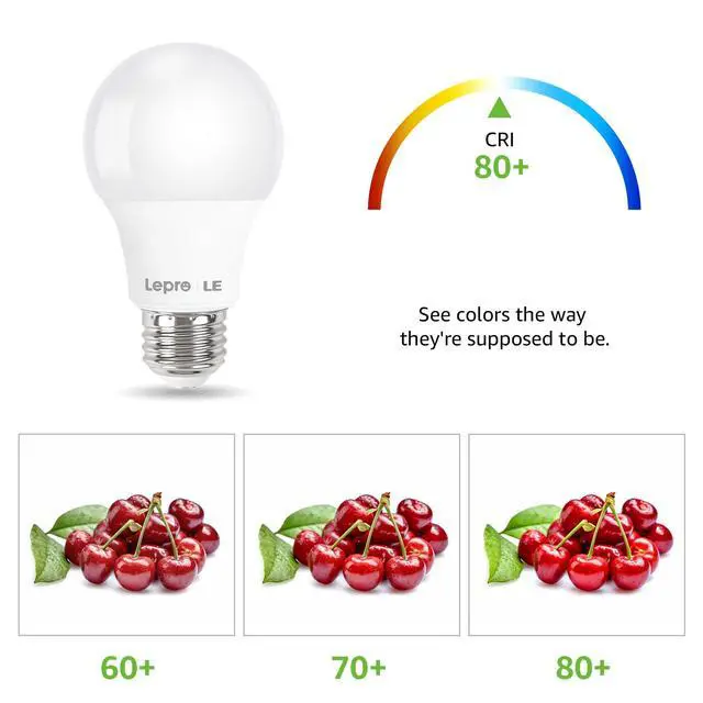 Alt view image 5 of 7 - LED Light Bulbs 60 Watt Equivalent, 9W 800 Lumens Non-Dimmable, Daylight White 5000K, A19 E26 Standard Medium Base, 10000 Hour Lifetime 3 Count (Pack of 1)