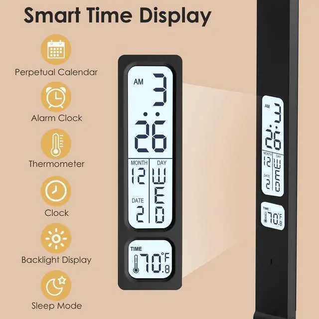 Alt view image 3 of 7 - Power Strip with LED Desk Lamp: Table Lamp with Charging Station - 2 Outlets 1 USB-A Ports 1 Type-C Ports, Surge Protection and Led Display, 5ft Extension Cord, 5 Color Modes 5 Brightness