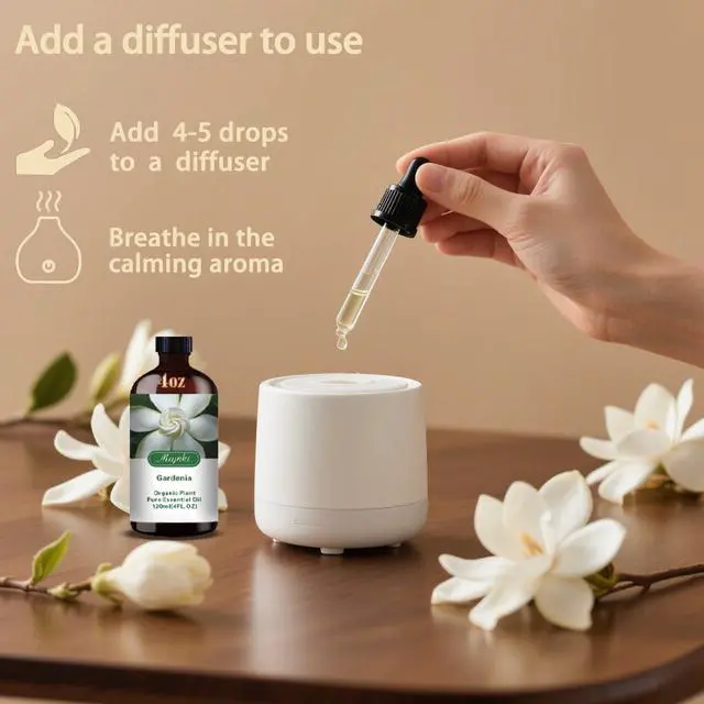 Alt view image 3 of 7 - Gardenia Essential Oil Gardenia Fragrance Oil for Diffuser, Humidifier, DIY Candle, Soap, Romantic Scent, Massage, Gift Ready (4.33 fl oz / 130ml)