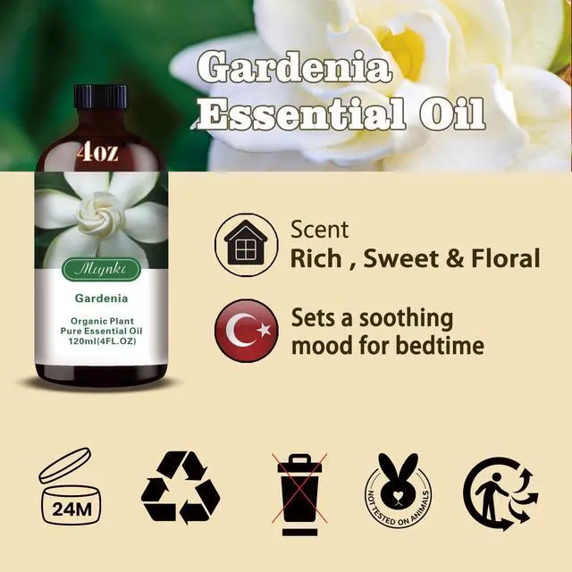 Alt view image 7 of 7 - Gardenia Essential Oil Gardenia Fragrance Oil for Diffuser, Humidifier, DIY Candle, Soap, Romantic Scent, Massage, Gift Ready (4.33 fl oz / 130ml)