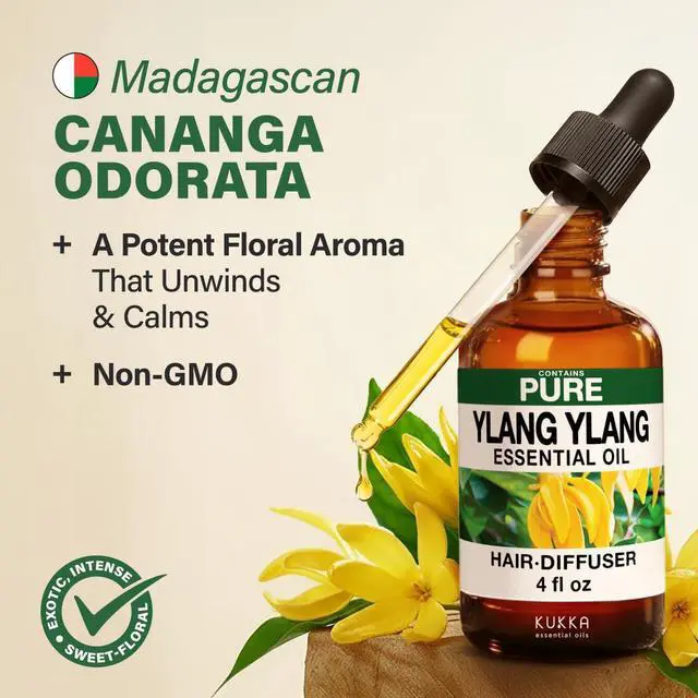 Alt view image 3 of 7 - 100% Pure Ylang Ylang Oil - 4 Fl Oz Ylang Ylang Essential Oil for Hair, Skin, Diffuser, Aromatherapy & DIY Soap Making Scent