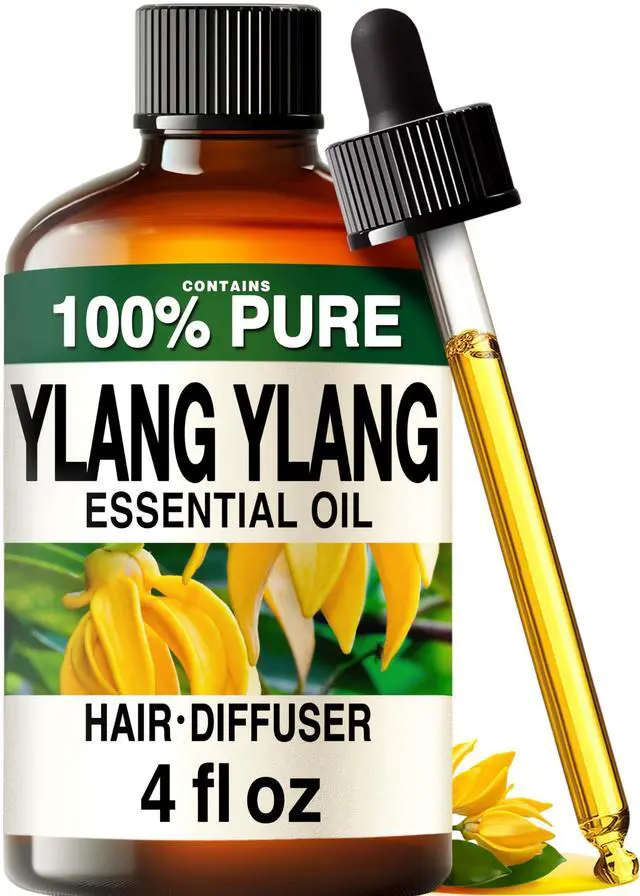 Main image of 100% Pure Ylang Ylang Oil - 4 Fl Oz Ylang Ylang Essential Oil for Hair, Skin, Diffuser, Aromatherapy & DIY Soap Making Scent