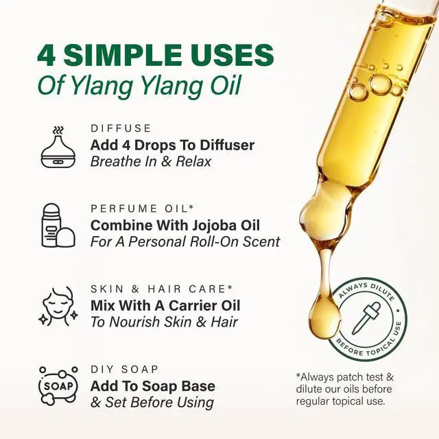 Alt view image 5 of 7 - 100% Pure Ylang Ylang Oil - 4 Fl Oz Ylang Ylang Essential Oil for Hair, Skin, Diffuser, Aromatherapy & DIY Soap Making Scent