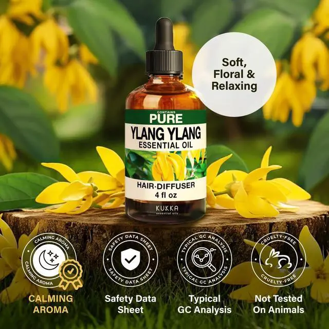 Alt view image 6 of 7 - 100% Pure Ylang Ylang Oil - 4 Fl Oz Ylang Ylang Essential Oil for Hair, Skin, Diffuser, Aromatherapy & DIY Soap Making Scent