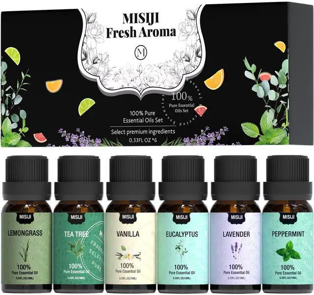 Main image of Essential Oils Set Top 6 Aromatherapy-Essential Oils for Diffuser for Home,Air Freshening Diffuser Oils Scents for Aromatherapy,Laundry,Candle&Soap Making,Humidifiers 6 X 10ML