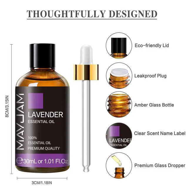 Alt view image 6 of 7 - Lavender Essential Oil 30ML/ 1.01FL.OZ, Pure Aromatherapy Lavender Oil for Massage, Diffuser, Soap Making, Long Lasting Scents