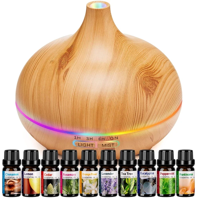 Main image of Aroma Diffuser for Essential Oil Large Room,Office Essential Oil Diffusers for Home Kids, Ambient Light Cool Mist humidifier for Bedroom Auto Off with 10 Essential Oils