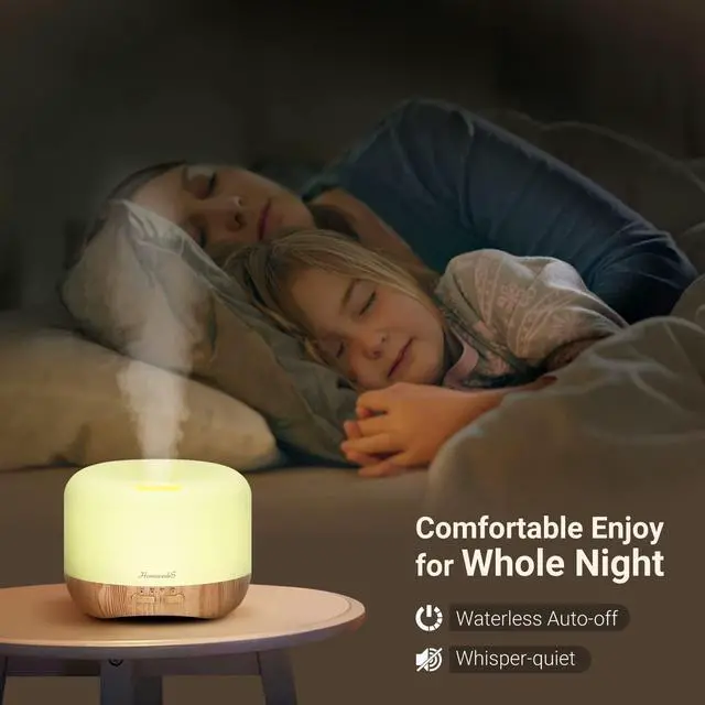Alt view image 7 of 7 - 300ml Essential Oil Diffuser, Quiet Aromatherapy Mist Diffusers for Essential Oils, Wood Grain, Ultrasonic, Remote Control, Timer, 7 Colors Light for Bedroom (300ml)