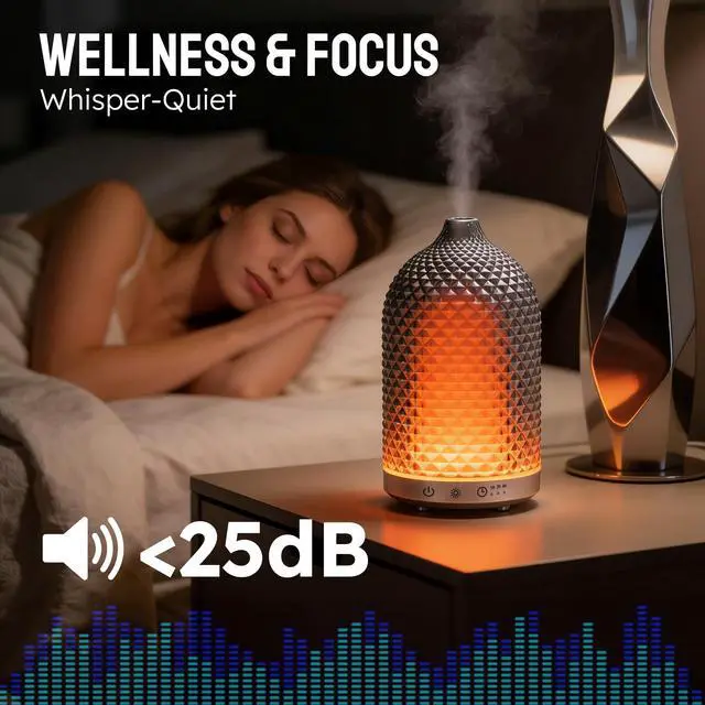 Alt view image 4 of 7 - Essential Oil Diffuser 150ml, Glass Aromatherapy Diffuser with Ultrasonic Cool Mist, 7 Color LED Lights, 1/2/4H Timer, Quiet Auto Shut-Off Oil Diffuser for Bedroom, Home, Office (Silvery)