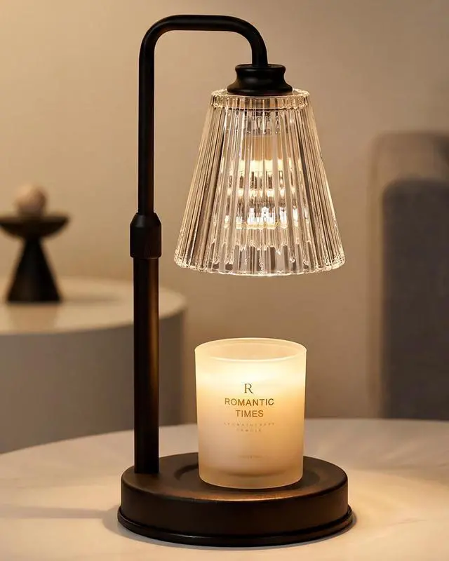 Main image of Candle Warmer Lamp with Timer Dimmable Crystal Vertical Stripe,Mothers Day Birthday Gifts for Women Mom, Adjustable Candle Warmer with 2 Bulbs, Black Candle Lamp for Jar Scented Candles, Home Decor