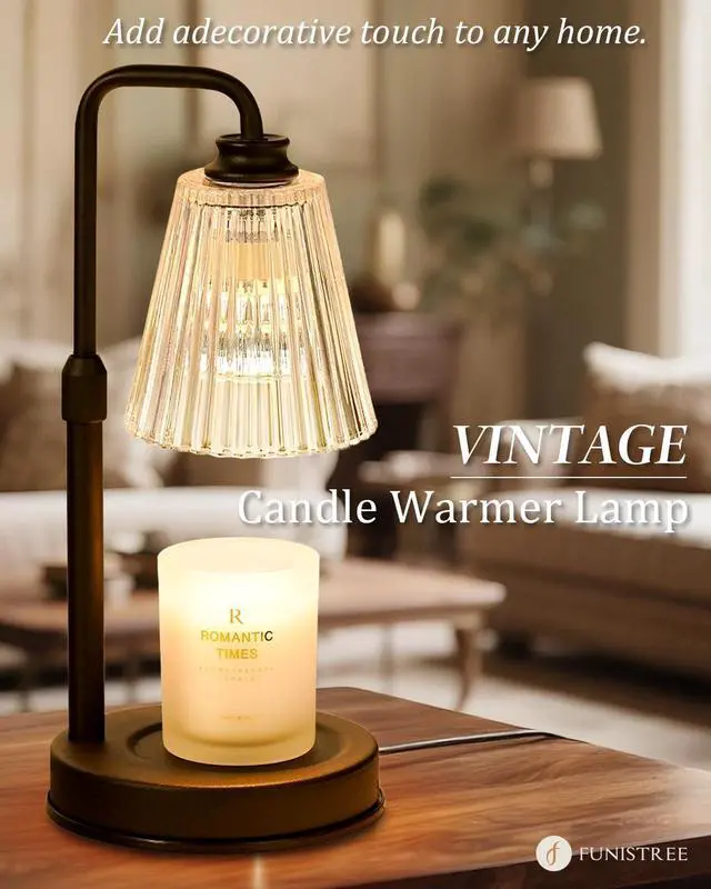 Alt view image 2 of 7 - Candle Warmer Lamp with Timer Dimmable Crystal Vertical Stripe,Mothers Day Birthday Gifts for Women Mom, Adjustable Candle Warmer with 2 Bulbs, Black Candle Lamp for Jar Scented Candles, Home Decor