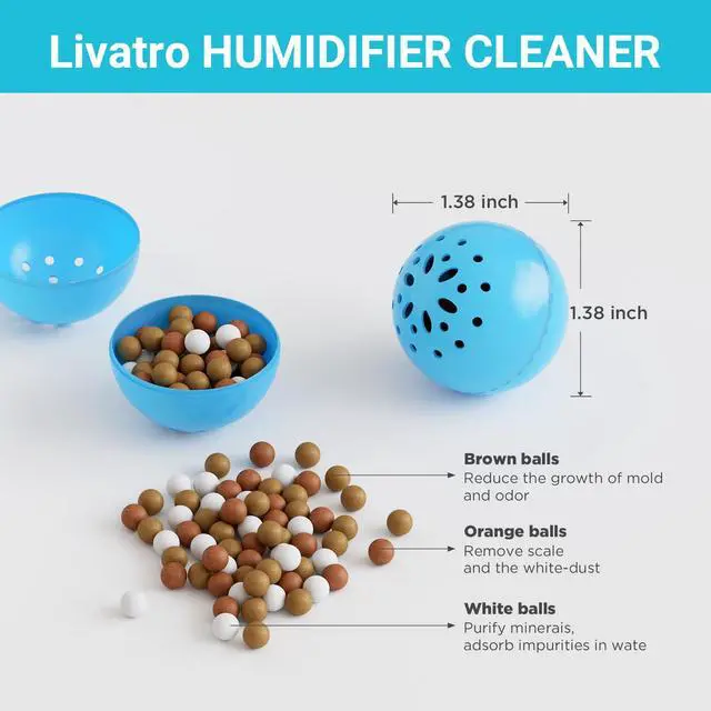 Alt view image 5 of 7 - Humidifier Cleaning Ball Fight Humidifier Mold and Bacteria with Humidifier Cleaner, Prevents Hard Water Build-Up, Eliminates White Dust, Removes Odor, For All humidifiers, Fish Tank