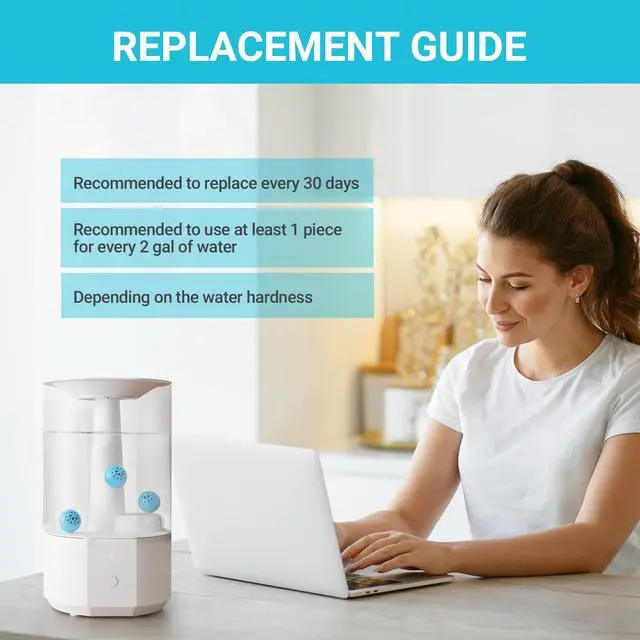 Alt view image 3 of 7 - Humidifier Cleaning Ball Fight Humidifier Mold and Bacteria with Humidifier Cleaner, Prevents Hard Water Build-Up, Eliminates White Dust, Removes Odor, For All humidifiers, Fish Tank