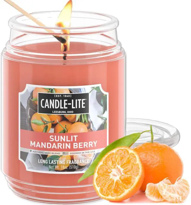 Main image of Scented Candles, Sunlit Mandarin Berry, 18 oz Jar, Proudly Poured in The USA, Aromatherapy Candle, Single-Wick with 110 Hours of Burn Time, Perfect for Creating a Refreshing Ambiance