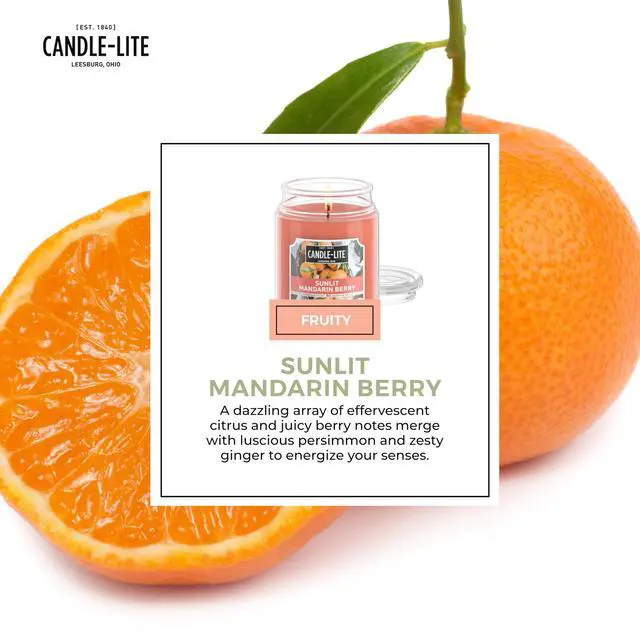Alt view image 4 of 6 - Scented Candles, Sunlit Mandarin Berry, 18 oz Jar, Proudly Poured in The USA, Aromatherapy Candle, Single-Wick with 110 Hours of Burn Time, Perfect for Creating a Refreshing Ambiance