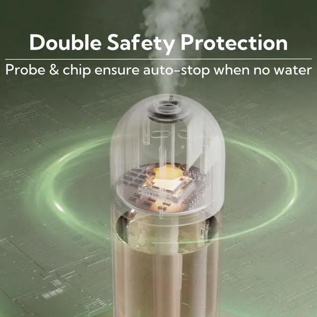 Alt view image 4 of 7 - Portable Small Humidifier Dual Nozzle - Large Cool Mist Humidifiers Double Spray Ports, Water Shortage Protection, Ultra-Quiet, Mini Humidifier for Bedroom Plants Office Car Travel (P05)