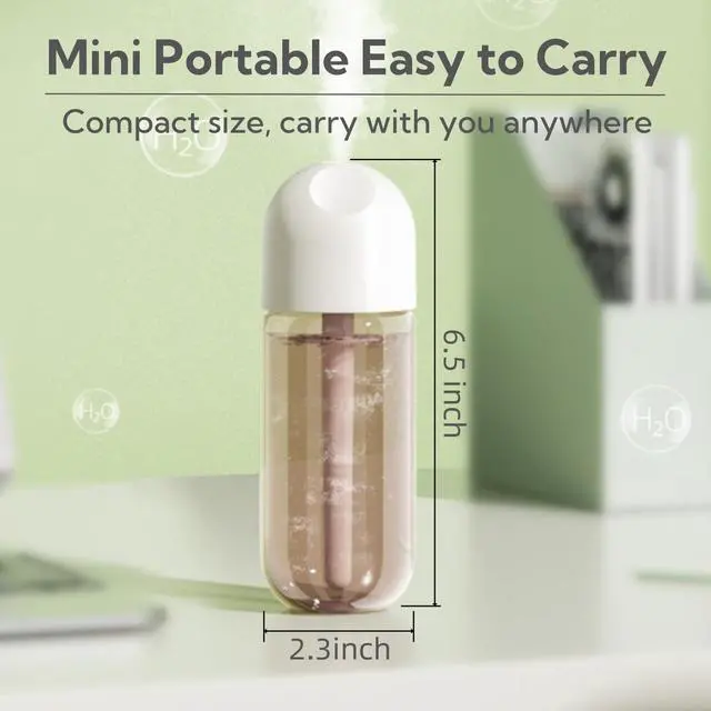 Alt view image 7 of 7 - Portable Small Humidifier Dual Nozzle - Large Cool Mist Humidifiers Double Spray Ports, Water Shortage Protection, Ultra-Quiet, Mini Humidifier for Bedroom Plants Office Car Travel (P05)