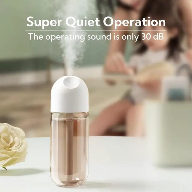 Alt view image 5 of 7 - Portable Small Humidifier Dual Nozzle - Large Cool Mist Humidifiers Double Spray Ports, Water Shortage Protection, Ultra-Quiet, Mini Humidifier for Bedroom Plants Office Car Travel (P05)