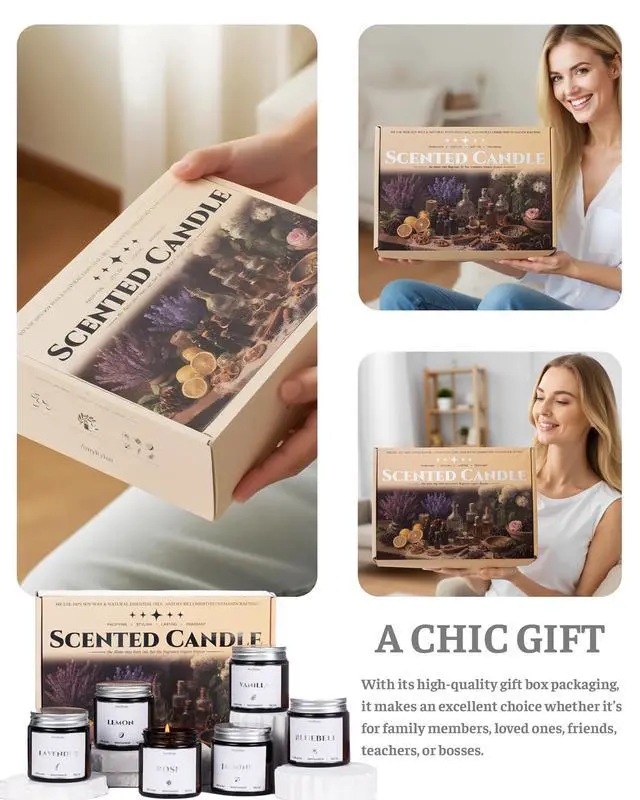 Alt view image 6 of 7 - 6 Pack Non-Toxic Soy Wax Scented Candles Gift Set, 21oz 120H Long Burn Time, Amber Jar Candles, Gift for Women Unique, Christmas Birthday Self Care Relaxation Spa Aromatherapy Gifts