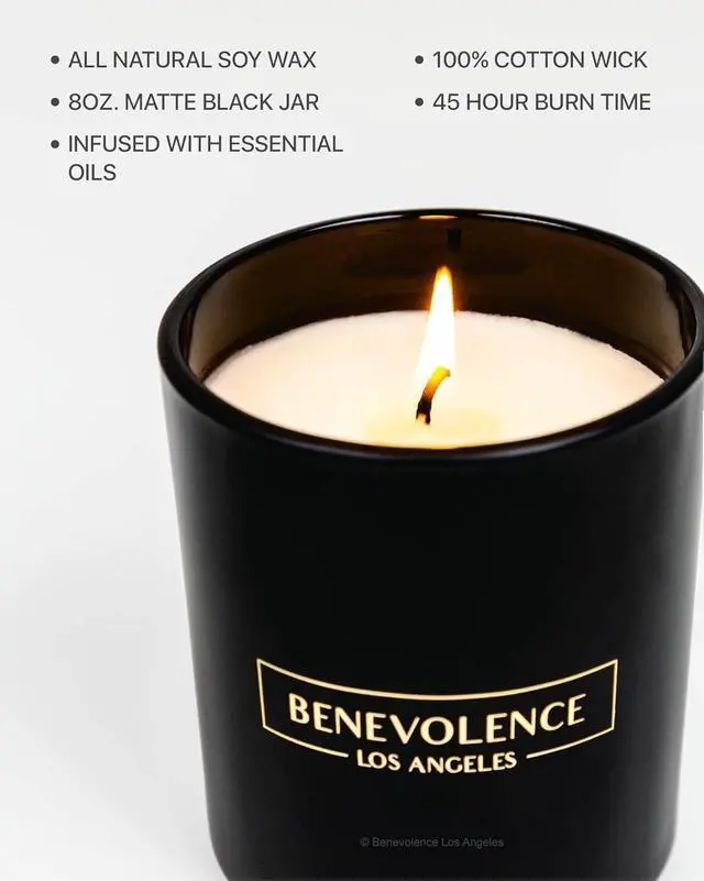 Alt view image 3 of 7 - Rose & Sandalwood Scented Candle | Soy Christmas Candles, Black Candle for Home | Holiday Candles Gifts for Women and Men | Home Fragrance | Aromatherapy | 8oz, 45 Hour Burn