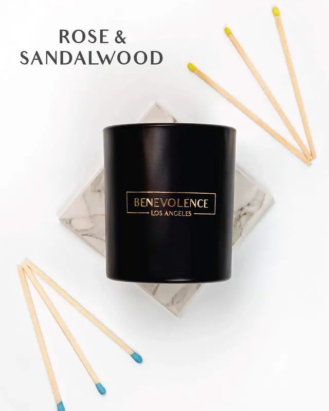 Alt view image 2 of 7 - Rose & Sandalwood Scented Candle | Soy Christmas Candles, Black Candle for Home | Holiday Candles Gifts for Women and Men | Home Fragrance | Aromatherapy | 8oz, 45 Hour Burn