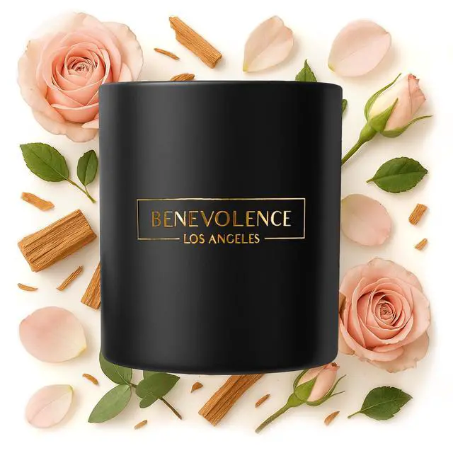 Main image of Rose & Sandalwood Scented Candle | Soy Christmas Candles, Black Candle for Home | Holiday Candles Gifts for Women and Men | Home Fragrance | Aromatherapy | 8oz, 45 Hour Burn