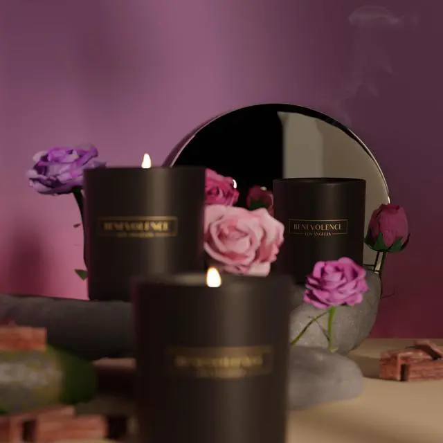 Alt view image 4 of 7 - Rose & Sandalwood Scented Candle | Soy Christmas Candles, Black Candle for Home | Holiday Candles Gifts for Women and Men | Home Fragrance | Aromatherapy | 8oz, 45 Hour Burn