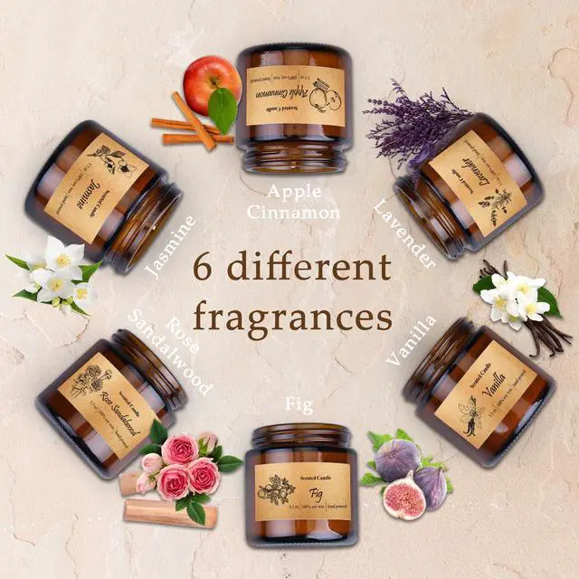Alt view image 2 of 7 - 6 Pack Candles for Home Scented, Aromatherapy Jar Candles Gift Set for Women, Long Lasting Burn Soy Wax Candle, Scented Candle Gift Set for Birthday Easter Mother's Day