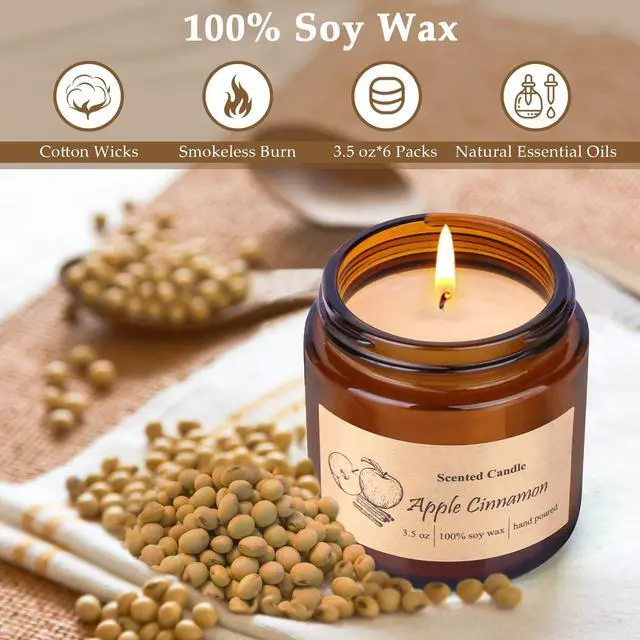 Alt view image 3 of 7 - 6 Pack Candles for Home Scented, Aromatherapy Jar Candles Gift Set for Women, Long Lasting Burn Soy Wax Candle, Scented Candle Gift Set for Birthday Easter Mother's Day