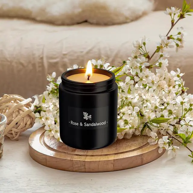 Alt view image 4 of 7 - Rose & Sandalwood Black Scented Candles for Men - 7.6oz Soy Wax Candle for Home Scented - Men Candle Gifts, Father's Day, Christmas Gift for Husband, Boyfriend, Father