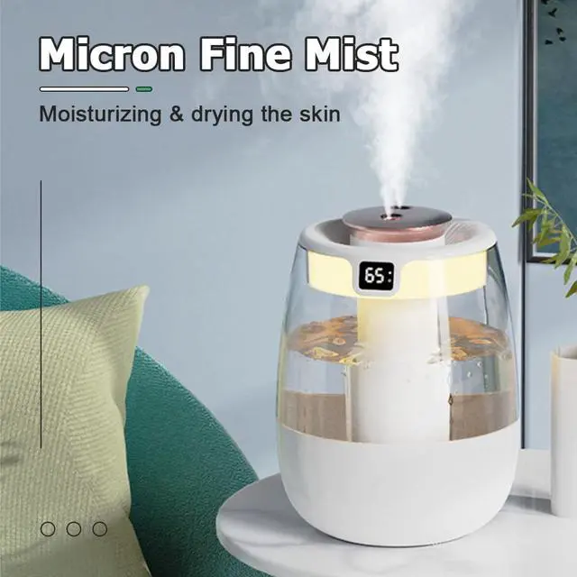 Alt view image 7 of 7 - Double Spray Humidifier,1L Silent USB Digital Display Humidifier with 2 Mist Modes & Night Light for Car Office Home Room