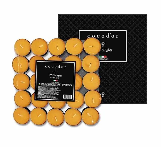 Main image of Scented Tealight Candles/Honey Peach / 25 Pack / 4-5 Hour Extended Burn Time/Made in Italy, Cotton Wick, Scented Home Deco, Fragrance, Mother's Day
