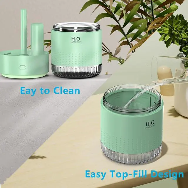Alt view image 4 of 6 - Portable Mini Humidifier, 500ML USB Personal Cool Mist Humidifiers for Bedroom Office Travel Desk, Whisper Quiet 20dB with 2 Mist Modes & Auto Shut-Off, Small Desktop Humidifier(Green)