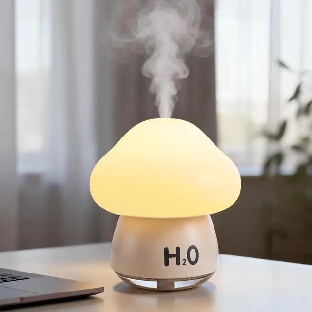 Main image of Mushroom Humidifier Lamp with 8 RGB Colors Lights,Cute Rechargeable Portable Humidifiers for Bedroom,Small Mushroom Diffuser with Two Spray Modes,Touch Night Light,Valentine's Day Gifts (White)
