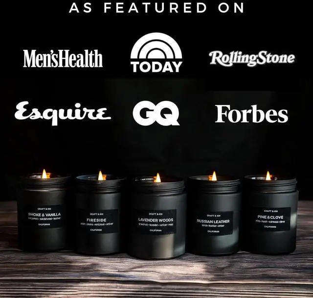Alt view image 7 of 7 - Premium Smoke & Vanilla Candle | Black Scented Candles for Men | Long Lasting with 45 Hour Burn Time, 7.6oz | Soy Candle | Aromatherapy at Home | Gifts for Men