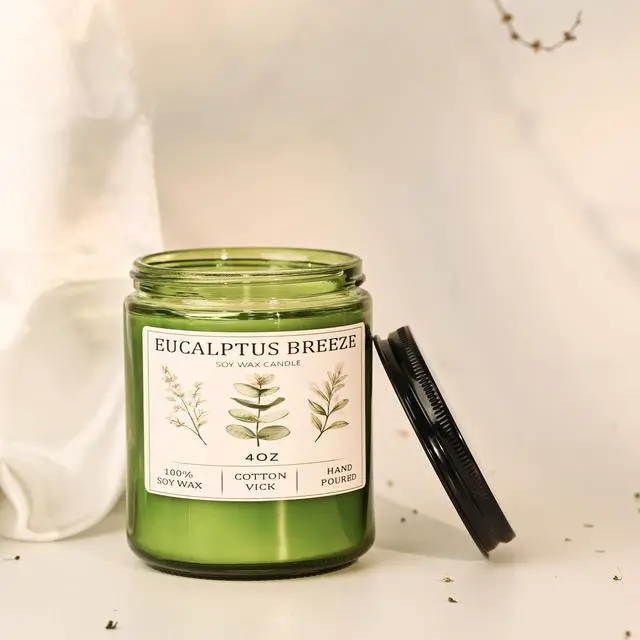 Alt view image 7 of 7 - Eucalyptus & Mint Candles for Home Scented, 20 Hours Burn Soy Candle Gift for Women Stress Relief, Meditation, Yoga, Relaxing, Natural Soy Wax for Men and Women, 4oz