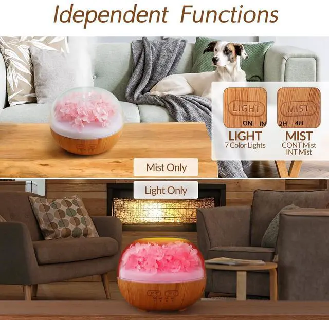 Alt view image 2 of 6 - Aromatherapy Essential Oil Diffuser, 300ml Air Diffuser Humidifier with 7 LED Colors, Timer & Auto-Off for Home Bedroom Office (Pink)