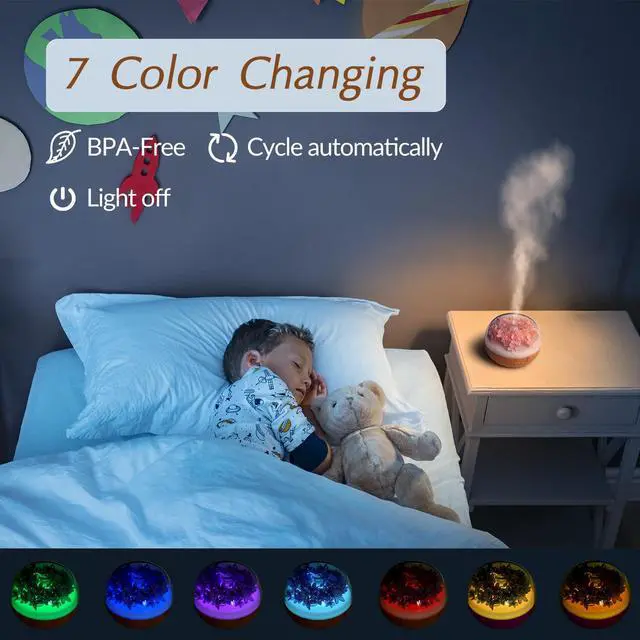 Alt view image 6 of 6 - Aromatherapy Essential Oil Diffuser, 300ml Air Diffuser Humidifier with 7 LED Colors, Timer & Auto-Off for Home Bedroom Office (Pink)