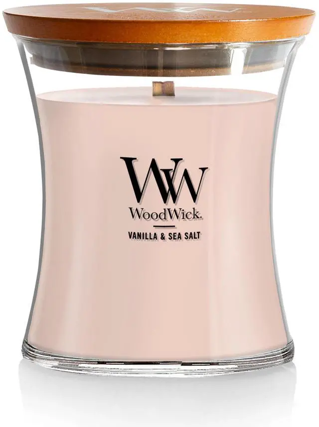 Main image of Vanilla & Sea Salt Gifts for Women and Men, 9.7 oz Medium Hourglass Candle with Crackling Wick