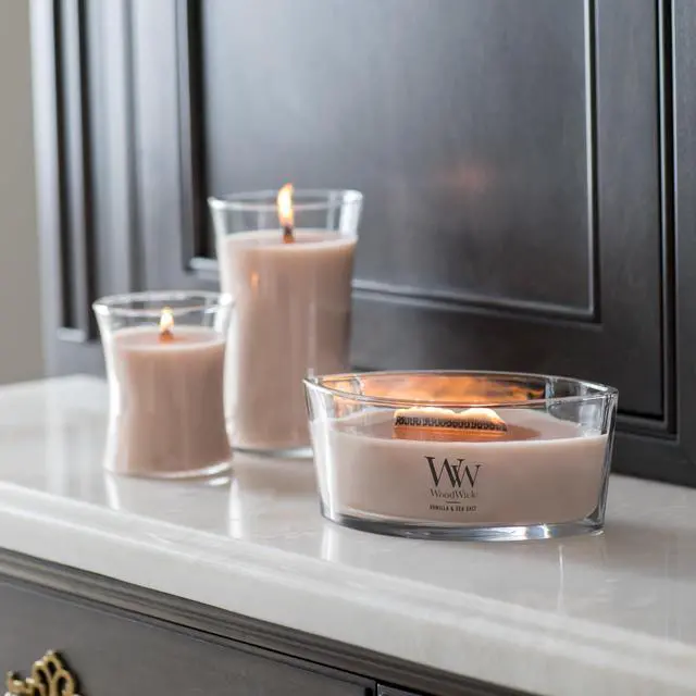 Alt view image 5 of 7 - Vanilla & Sea Salt Gifts for Women and Men, 9.7 oz Medium Hourglass Candle with Crackling Wick