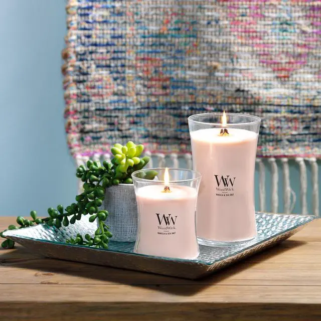 Alt view image 7 of 7 - Vanilla & Sea Salt Gifts for Women and Men, 9.7 oz Medium Hourglass Candle with Crackling Wick