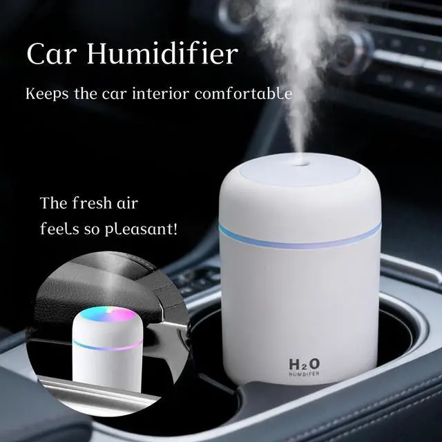 Alt view image 4 of 6 - 300ml USB Cool Mist Small Humidifier with Colorful Lights,Portable Mini Humidifier, Perfect for Bedroom, Office, Plants, travel & Car, White