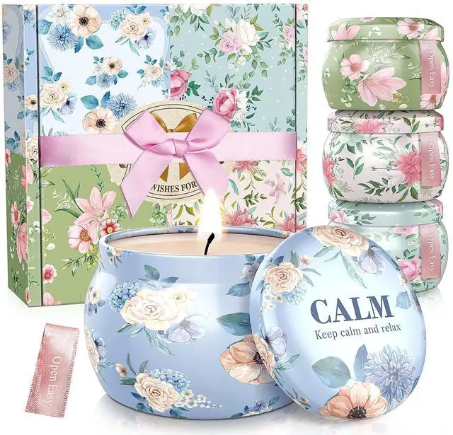 Main image of Scented Candles Set, 17.6 oz 4 Pack Home Scented Candles, 100-120 Hours Candle Set for Men and Women, Long Lasting Soy Wax Aromatherapy Gift for Birthday, Valentine's Day, Mother's Day