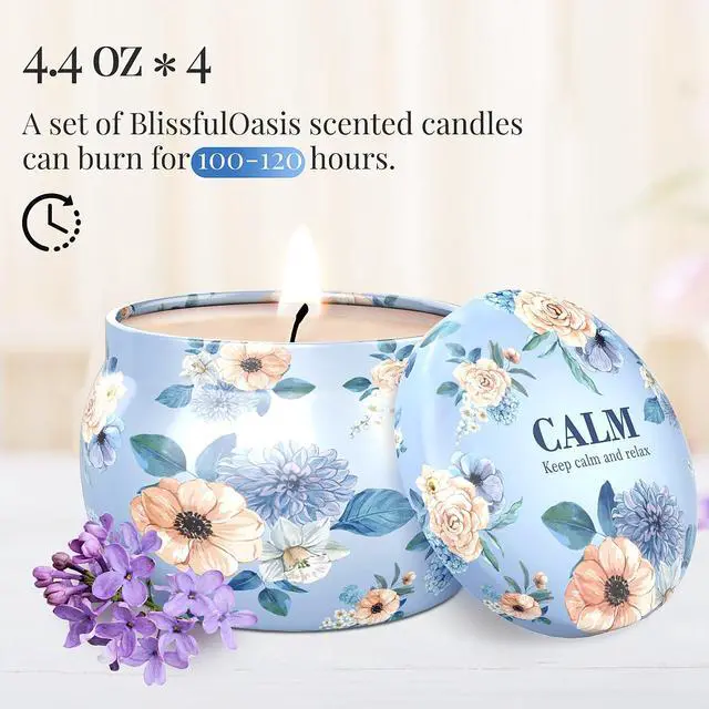 Alt view image 5 of 7 - Scented Candles Set, 17.6 oz 4 Pack Home Scented Candles, 100-120 Hours Candle Set for Men and Women, Long Lasting Soy Wax Aromatherapy Gift for Birthday, Valentine's Day, Mother's Day