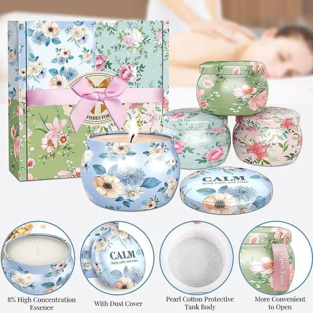 Alt view image 4 of 7 - Scented Candles Set, 17.6 oz 4 Pack Home Scented Candles, 100-120 Hours Candle Set for Men and Women, Long Lasting Soy Wax Aromatherapy Gift for Birthday, Valentine's Day, Mother's Day